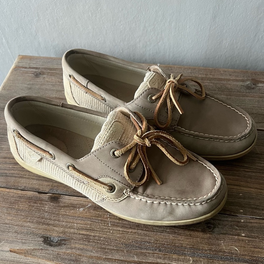 Sperry Tan Topslider Boat Shoes Size 8